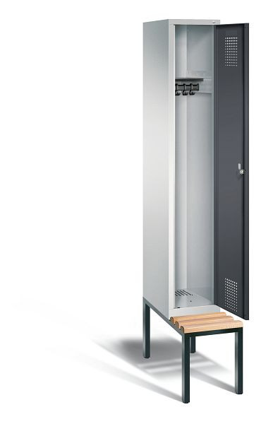 C+P garderobe Evolo, H2090xW320xD815mm, kleur: lichtgrijs / zwartgrijs, 48050-10 S10076