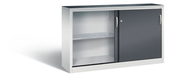 C+P schuifdeurkast Acurado, H1000xB1600xD400mm, kleur: lichtgrijs/zwartgrijs, beugelgreep, 2146-09 S10056