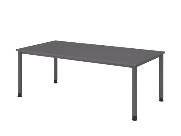 Hammerbacher bureau 4 voet rond 200x100cm grafiet/grafiet, rechthoekige vorm, VHS2E/G/G