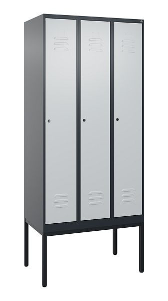 C+P luierkastje Classic PLUS met middenwand, frame, 3 vakken, 2120x900x500mm, 7016/7035, cilindersloten, 0800307-30F S10028