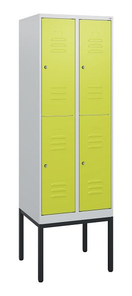 C+P Doppelstöckiger Spind Classic PLUS, Gestell, 2 Abteile, 1950x600x500mm, 7035/0024, Zylinderschlösser, 0803305-20 S10040