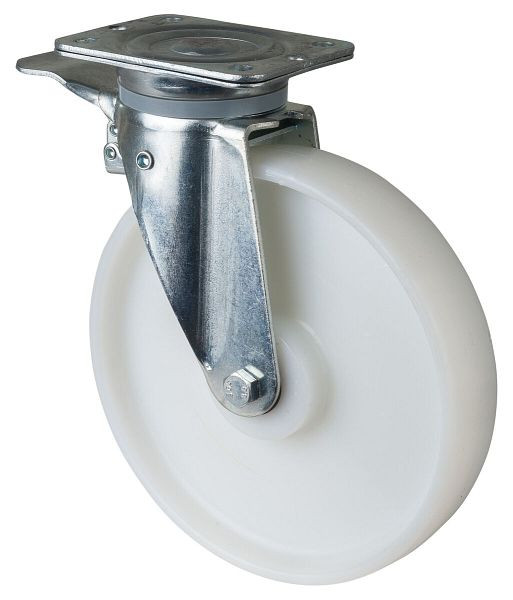 BS-rollen transportrol met rem, breedte 50 mm, Ø250 mm, tot 400 kg, loopvlak/wiellichaam kunststof, rollager, VE = 2 stuks, L420.B10.250