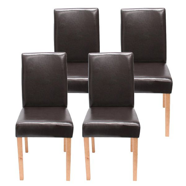 Mendler set van 4 eetkamerstoelen stoel keukenstoel Littau, kunstleer, bruine lichte poten, 28646
