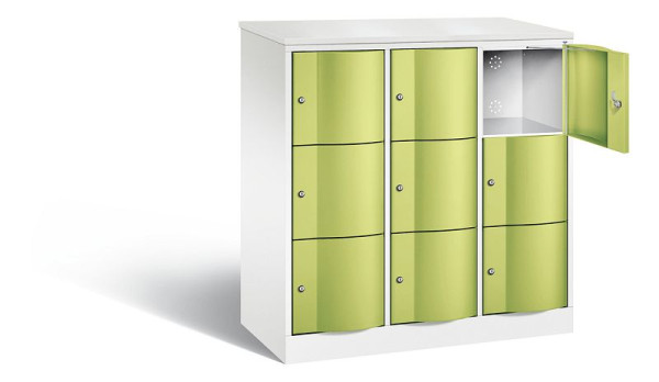 C+P lockerkast Resisto, H1255xB1148xD540mm, kleur: verkeerswit / virid green, 8573-372 S10727