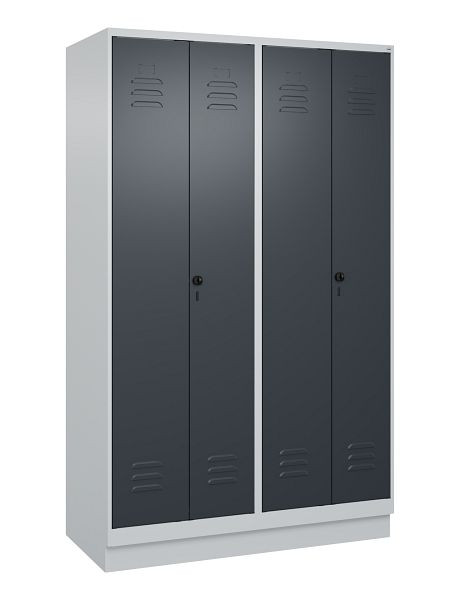 C+P Umkleidespind Classic PLUS, Doppel-Spind, Sockel, 4 Abteile, 1950x1200x500mm, 7035/7016, Drehriegel, 080022-40P S10008