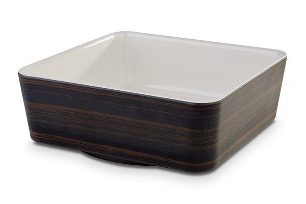 APS schaal -APS PLUS-, 20 x 20 cm, hoogte: 7 cm, melamine, crème, buitenkant houtdecor donker eiken, binnenkant glanzend, buitenkant mat, 15216