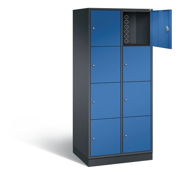 C+P XL lockerkast Intro, H1950xW820xD590mm, kleur: zwartgrijs / gentiaanblauw, 8470-203 S10043