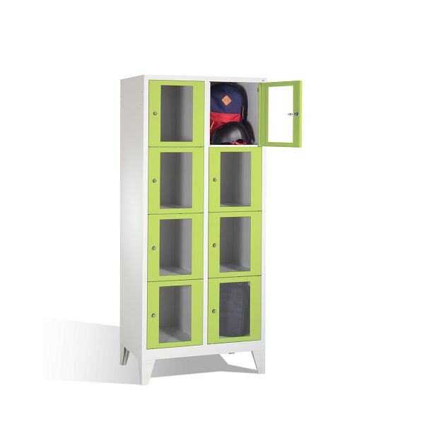 C+P lockerkast Classic, H1850xW810xD500mm, kleur: lichtgrijs / virid groen, 8010A224 S10007