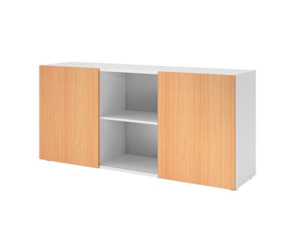 Hammerbacher dressoir met schuifdeuren 1780, 2 OH, romp: wit / voorkant: beuken, 160 x 42 x 74,8 cm (BxDxH), V1780/W/6