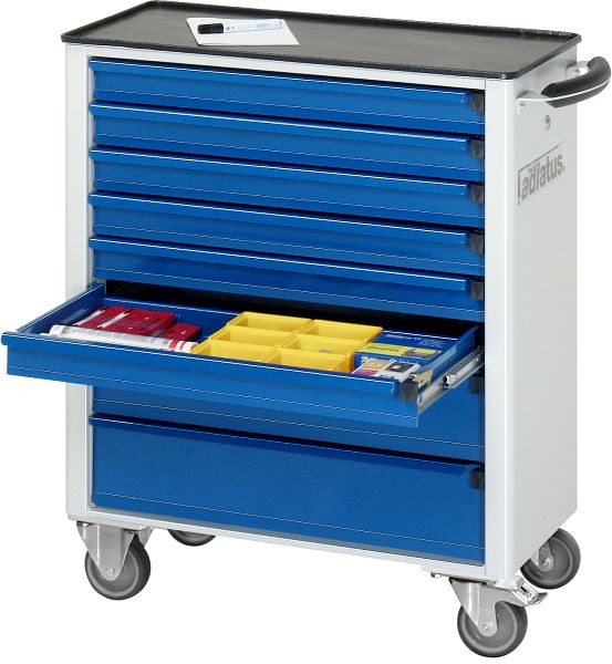 RAU gereedschapswagen serie adlatus, metalen onderstel, 8 x laden, 700x860x350 mm, 02-7130.11