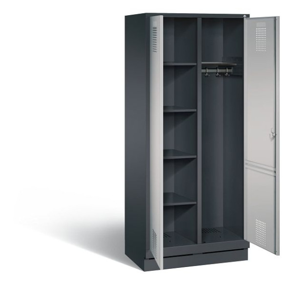 C+P reinigingsmiddelenkast Evolo, H1800xW810xD500mm, kleur: zwart-grijs/wit aluminium, 48160-22 S10069