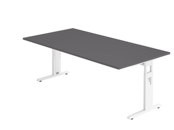 Hammerbacher bureau C-poot 200x100cm grafiet/wit, werkhoogte 65-85 cm, VOS2E/G/W