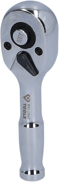 Brilliant Tools 1/4" mini-omschakelratel met metalen handgreep, 100 tanden, BT020999