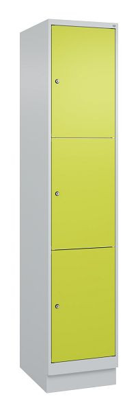 C+P lockerkast Classic PLUS, onderstel, 1950x400x500mm, 7035/0024, met 3 vakken, 080020-123 S10010