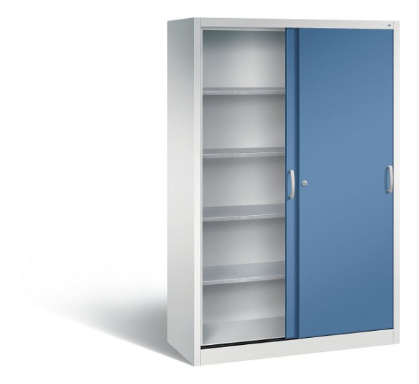 C+P schuifdeurkast Acurado, H1950xB1200xD500mm, kleur: lichtgrijs / verre blauw, beugelgreep, 2059-00 S10095