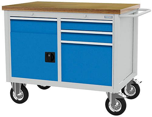 Bedrunka + Hirth Mobiele Werkbank, R 18-24, aantal lades: 4, aantal dubbele deuren: 1, afmetingen in mm (BxDxH): 1250 x 750 x 995, 04.12.27V