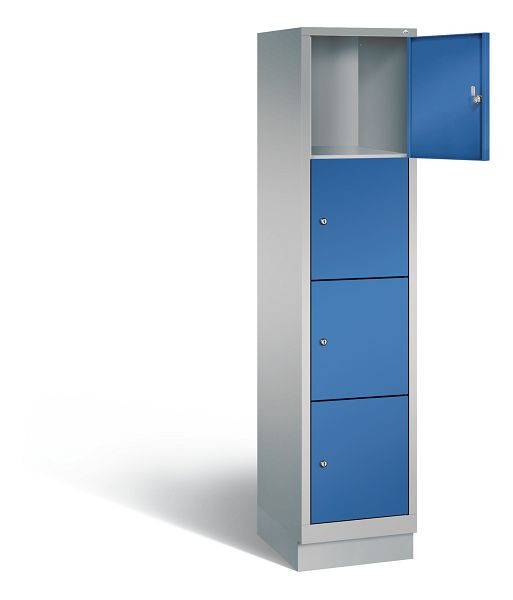C+P lockerkast Evolo, H1800xB420xD500mm, kleur: wit aluminium / gentiaanblauw, 48020-124 S10091