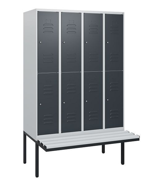 C+P dubbeldekskast Classic PLUS, 4 compartimenten, 1950x1200x815mm, 7035/7016, cilindersloten, zwevende zitting, 0803405-40 S10083