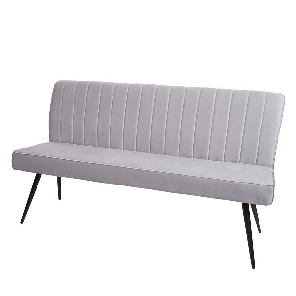 Mendler bank HWC-K16, eetkamerbank, gestoffeerde bank, garderobebank, rugleuning fluweel metaal, 160cm lichtgrijs, 89322+89481