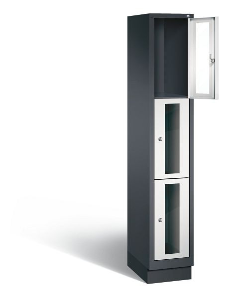 C+P lockerkast Classic, H1800xB320xD500mm, kleur: zwartgrijs/lichtgrijs, 8020A103 S10013