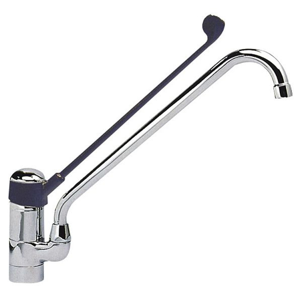 Gastro-Inox Monoblock-mengkraan "High Performance" met kunststof elleboogbediening, 200 mm, ééngats mengkraan met zwenkarm, 402.415