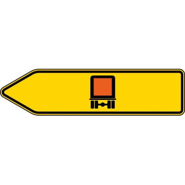 Stenen HGS pijlbord voor voertuigen die gevaarlijke stoffen vervoeren die gemarkeerd moeten worden, wijzend naar links nr. 421-11, RA1/platte vorm 2mm, 421-11-111