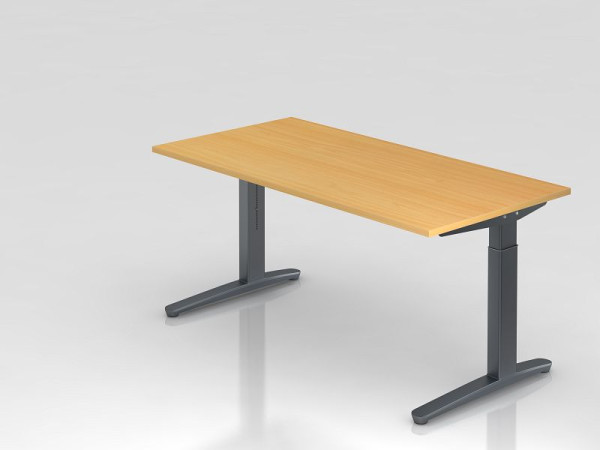 Hammerbacher bureau C-poot 160x80cm beuken/grafiet, rechthoekige vorm, VXB16/6/GG