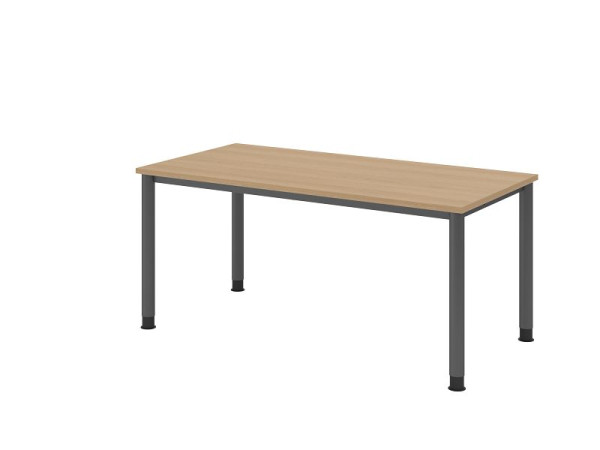 Hammerbacher bureau HS16, 160 x 80 cm, blad: eikenhout, 25 mm dik, 4-poots frame in grafiet, werkhoogte 68,5-81cm, VHS16/E/G