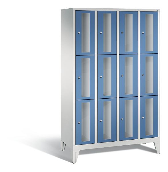 C+P Schließfachschrank Classic, 12 Fächer, H1850xB1190xT500 mm, Grau/Fernblau, 8010A403 S10026