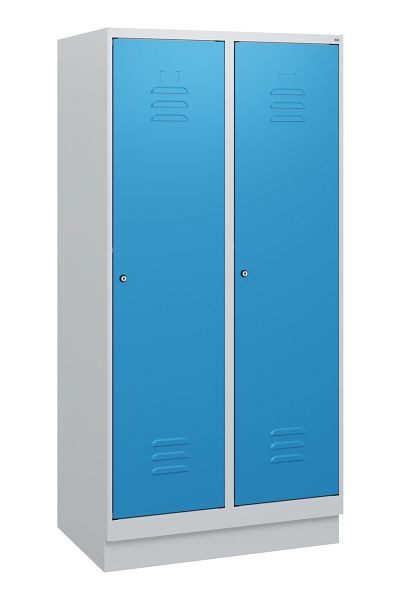 C+P luierkluis Classic PLUS, onderbouw, 2 vakken, 1630x800x500mm, 7035/5012, cilindersloten, 0800205-22 S10019