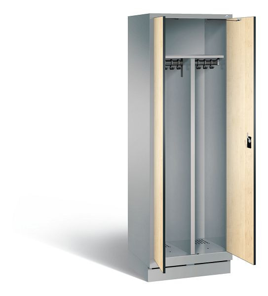 C+P zwart wit kastje Evolo, H1800xB610xD500mm, kleur: wit aluminium / Donau esdoorn decor, 48022-20 S10345