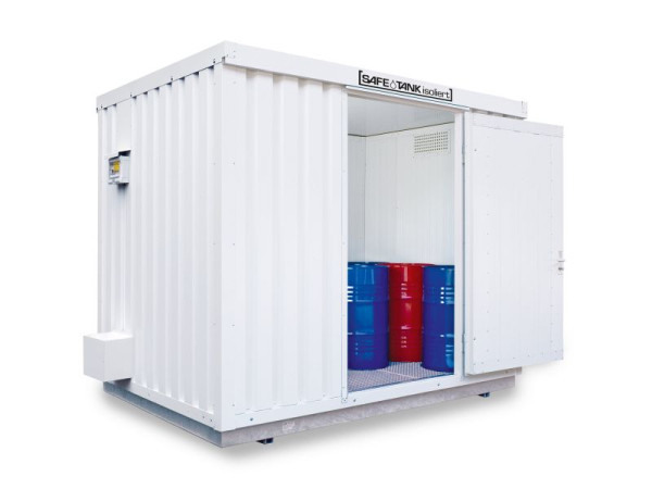 SÄBU SAFE Tank STI 1000 ALG, geïsoleerd (buiteninstallatie), volledig geassembleerd, met kunststofcoating RAL 9002, 3.350 x 2.170 x 2.560 mm