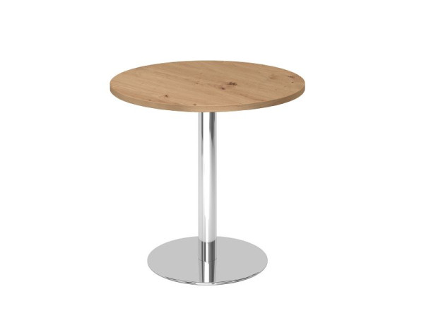 Hammerbacher vergadertafel 80cm rond knoestig eiken/chroom, VSTF08/R/C