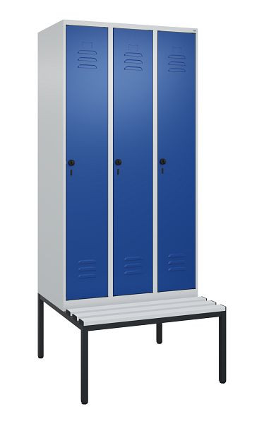 C+P luierkastje Classic PLUS, met onderbank, 3 vakken, 2120x900x815mm, 7035/5010, draaibare sluiting, 0800507-30 S10033