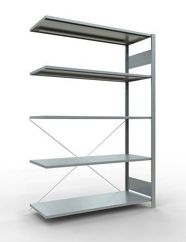 Schulte legbordstelling, aanbouwpaneel, 5 opbergniveaus, kruisschoor, vakbelasting 150 kg, 1306 x 536 x 2000 mm, 278716