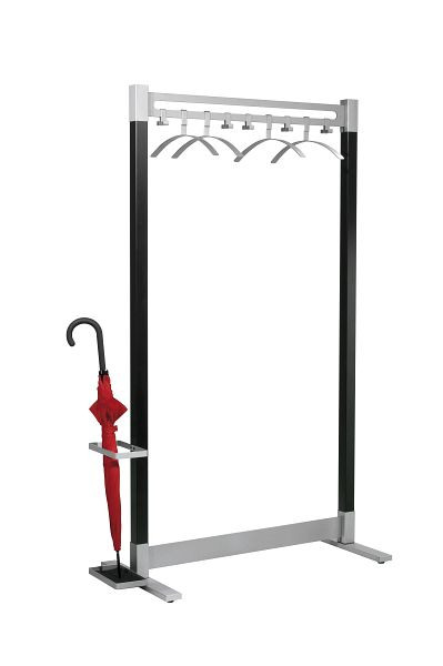 Kerkmann Montana rijkledingkast, B 1000 x D 460 x H 1700 mm, zwart/aluminiumzilver, 31655214
