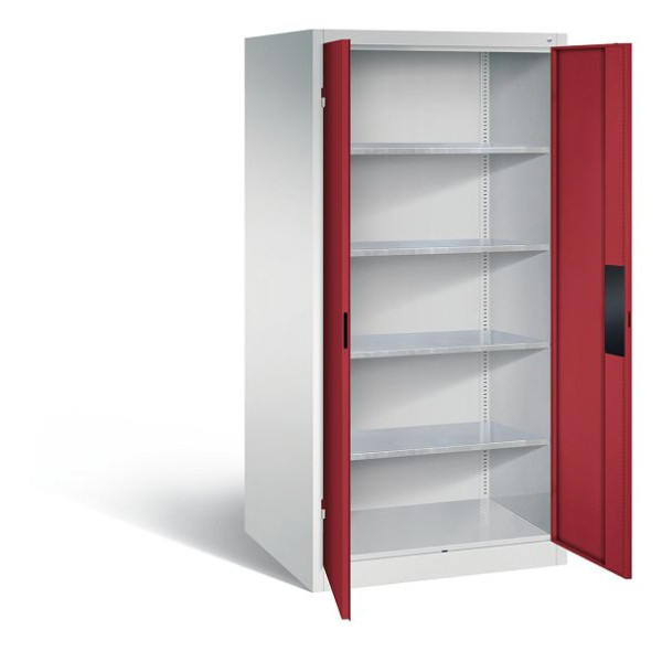 C+P gereedschapskast Acurado, H1950xW930xD800mm, kleur: lichtgrijs/robijnrood, verzonken handgreep, 8924-052 S10088
