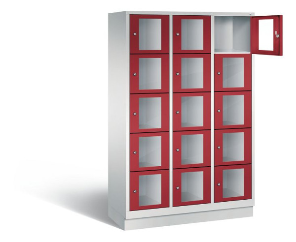 C+P lockerkast Classic, H1800xB1200xD500mm, kleur: lichtgrijs/robijnrood, 8020A325 S10001