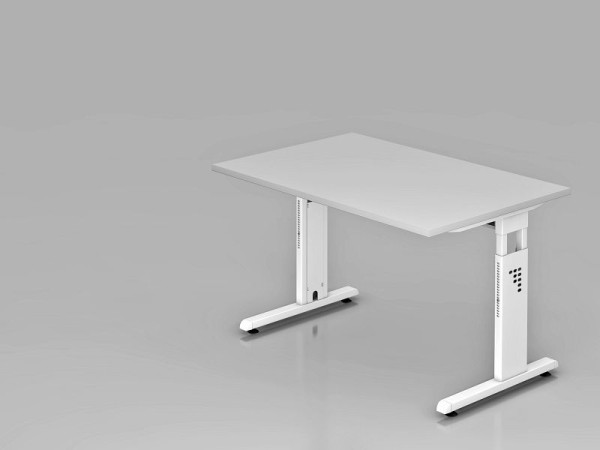 Hammerbacher bureau C-poot 120x80cm grijs/wit, werkhoogte 65-85 cm, VOS12/5/W