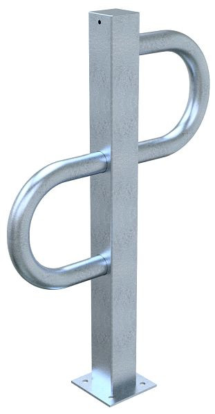 Schake fietsenstandaard enkele parker, gemaakt van vierkante buis 80x80x3mm, hoogte: 900mm, met zijbeugels van Ø48,3x2,5mm, 40880