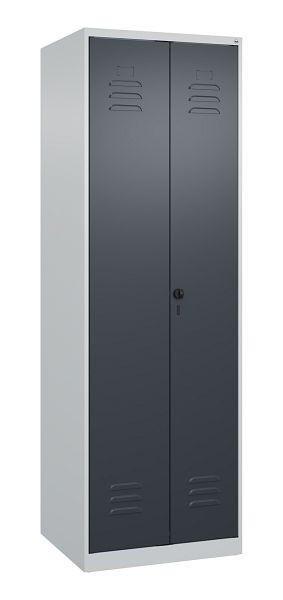 C+P Mehrzweckschrank Classic PLUS, Wäsche-Spind, 2 Abteile, 1850x600x500mm, 7035/7016, Drehriegel, Türen zueinanderschlagend, 080002-20B S10007