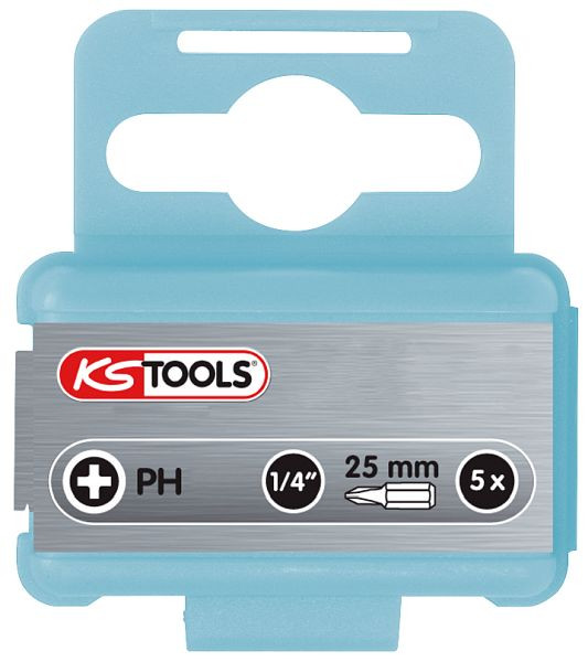 KS Tools RVS bit 1/4", 25 mm, PH2, 5 stuks, 910.2204