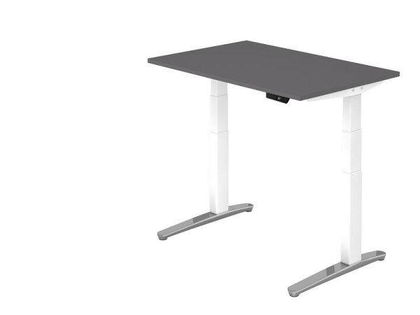 Hammerbacher zit-sta bureau elektrisch 120x80cm grafiet/wit gepolijst aluminium, rechthoekige vorm, VXBHM12/G/WC