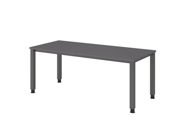 Hammerbacher bureau 4-poots vierkant 180x80cm grafiet, rechthoekige vorm, werkhoogte 68-83,5 cm, VQS19/G/G
