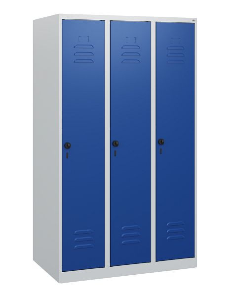C+P Umkleidespind Classic PLUS, 3 Abteile, 1530x900x500mm, 7035/5010, Drehriegel, 0800005-30 S10001