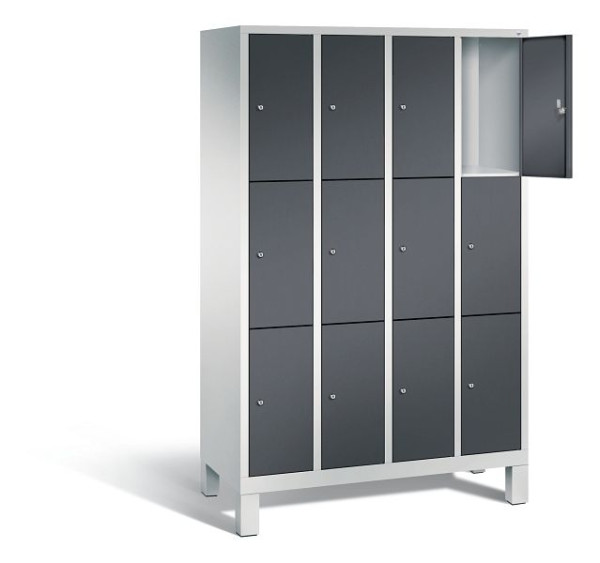 C+P lockerkast Evolo, H1850xB1190xD500mm, kleur: lichtgrijs / zwartgrijs, 48010-403 S10128