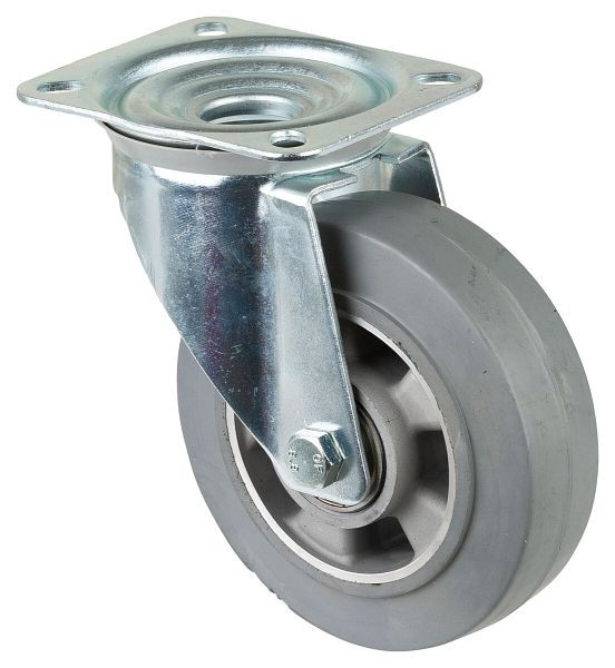 BS rollen transportrol, wielbreedte 50 mm, wiel-Ø 160 mm, draagvermogen 300 kg, grijze elastische banden, aluminium wiellichaam, kogellagers, L400.B83.160