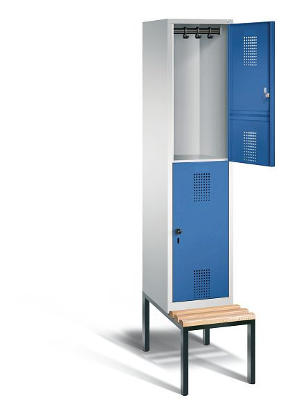 C+P locker dubbeldekker Evolo, H2090xW420xD815mm, kleur: lichtgrijs / gentiaanblauw, 48350-12 S10021