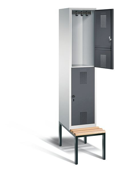 C+P locker dubbellaags Evolo, H2090xW420xD815mm, kleur: lichtgrijs / zwartgrijs, 48350-12 S10026