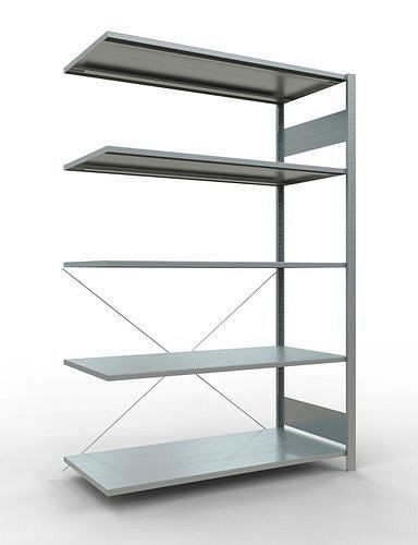 Schulte legbordstelling, aanbouwpaneel, 5 opbergniveaus, kruisschoor, vakbelasting 150 kg, 1306 x 636 x 2000 mm, 278720